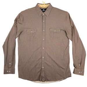 Buttercloth Tall Fit 2XL Brown Geometric Print Long Sleeve Button Down Shirt Men